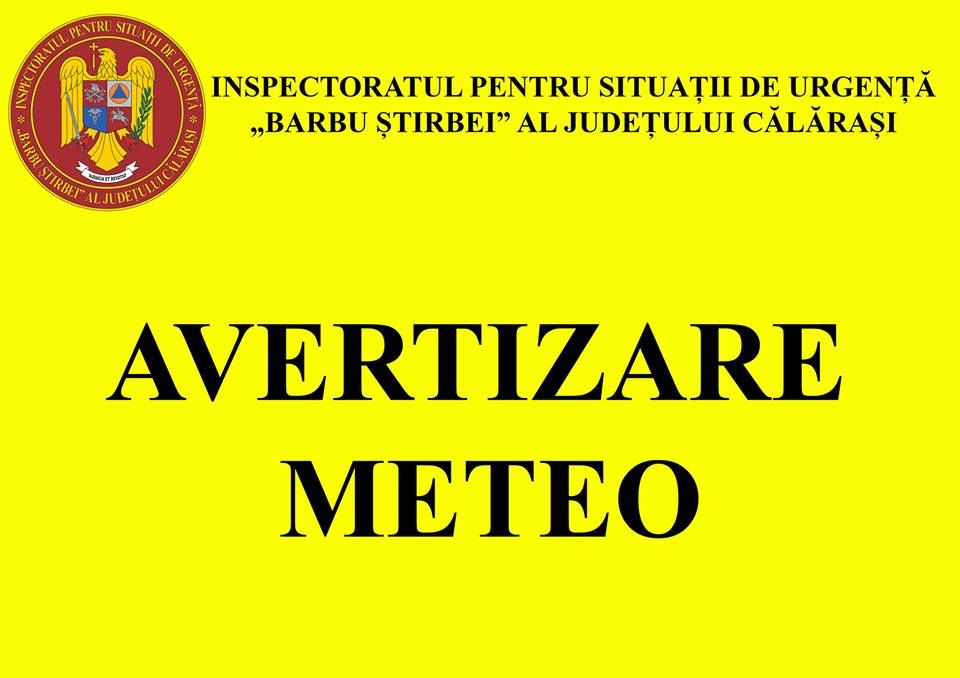 Județul Călărași se va afla sub cod galben de vânt și vijelii