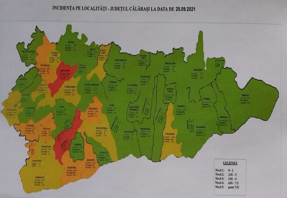 Incidența cazurilor de COVID a crescut în județul Călărași