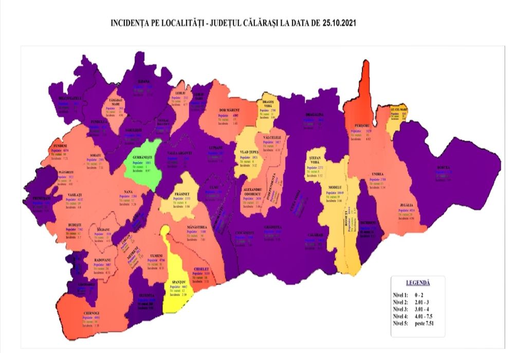 Incidența din județul Călărași în creștere