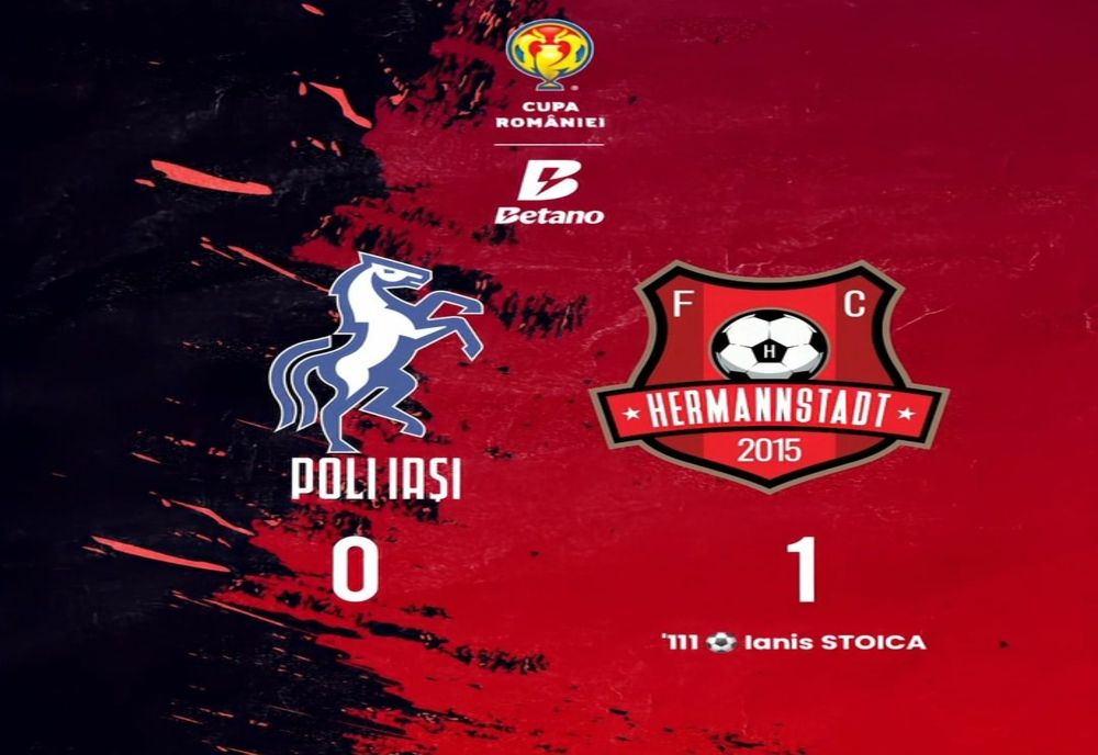 FOTBAL: FC HERMANNSTADT, ÎN SFERTURILE CUPEI ROMÂNIEI